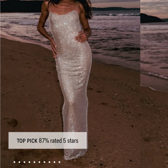 Meshki Dresses & Skirts - Sparkling Ivory Slip Gown Dress - Elegant Evening Wear